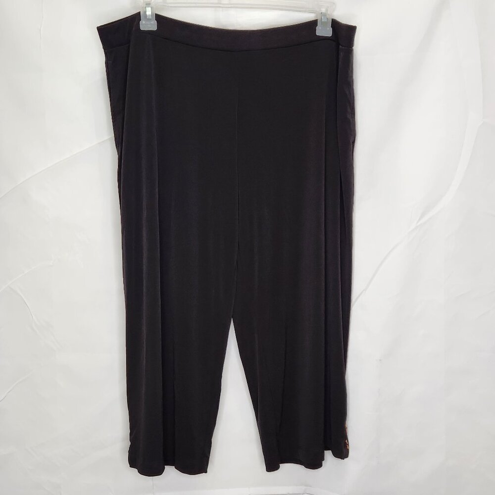 Susan Graver Cropped Pull On Pants Womens XLP Petite Black Stretch Casual UU07
